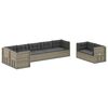 vidaXL 8-delige Loungeset met kussens poly rattan grijs