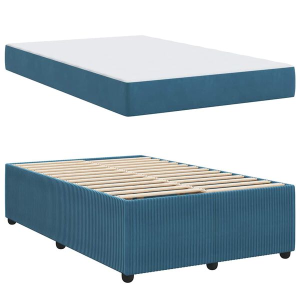vidaXL Bedframe met matras Blauw 120 x 200 cm Stof