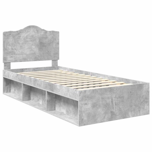 vidaXL Bedframe met hoofdeinde Beton 90 x 200 cm Massief grenenhout