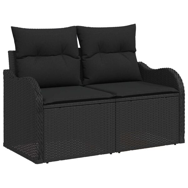 vidaXL Tuin Sofa Set met kussen met opslag 7 pcs Zwart Poly riet