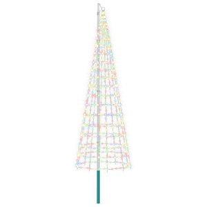 vidaXL Kerstboomverlichting met grondpen en vlaggenmast 300 cm