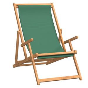 vidaXL Opklapbare stoel van massief teakhout, groen.