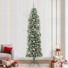 vidaXL Kunstmatige slanke kerstboom met 300 LED Groen en Wit 240 cm