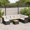 vidaXL 9-delige Loungeset met kussens poly rattan zwart