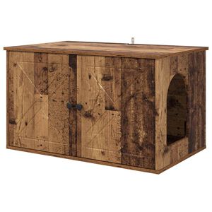 vidaXL Kattenhuis Oudhout 85 x 55 x 50 cm Bewerkt hout