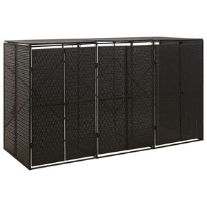 vidaXL Containerberging driedubbel 207x80x117 cm poly rattan zwart