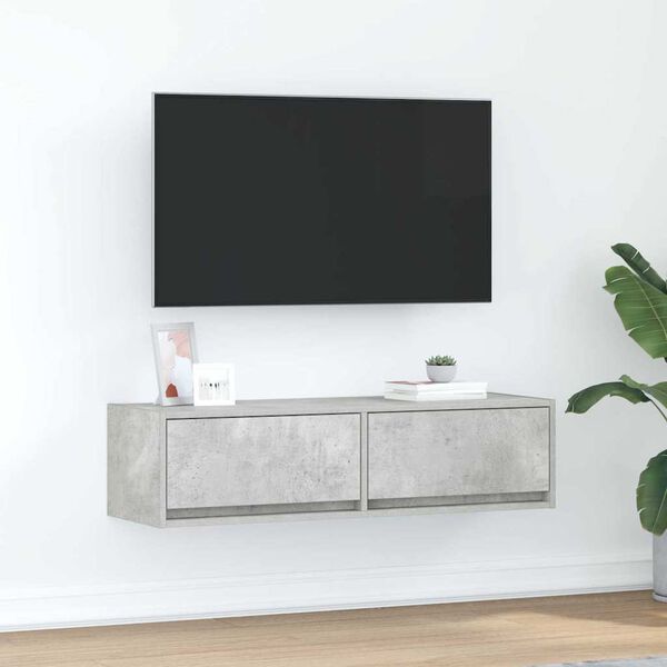 vidaXL TV-kast met lade Betongrijs 100 x 31 x 25,5 cm Bewerkt hout