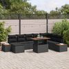 vidaXL Tuin Sofa Set met opslag 9 pcs Zwart Poly riet