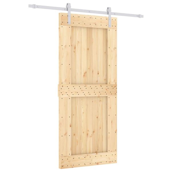 vidaXL Schuifdeur met beslag 90x210 cm massief grenenhout