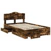 vidaXL Bedframe met hoofdeinde Gerookt eiken 120 x 190 cm Bewerkt hout