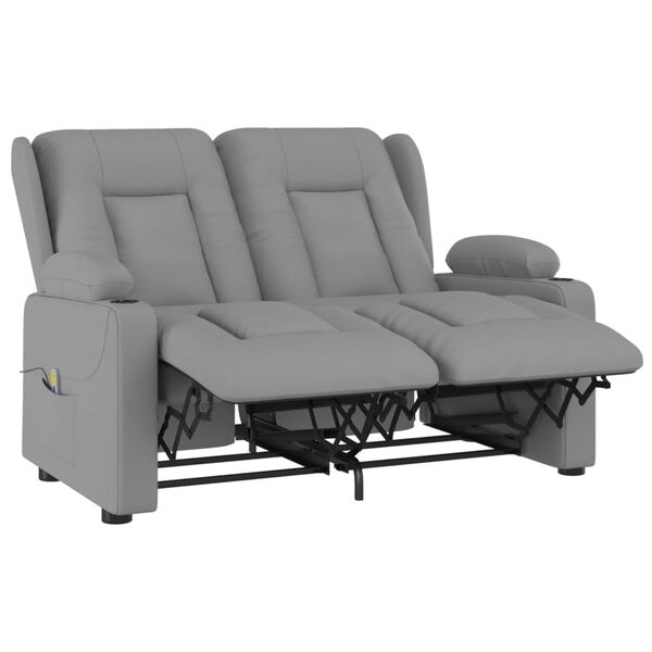 vidaXL Massagestoel 2-zits verstelbaar bekerhouders kunstleer grijs