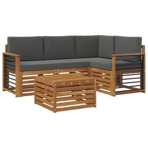 vidaXL Buiten bankenset met kussen 5 pcs Natuurlijk en Antraciet