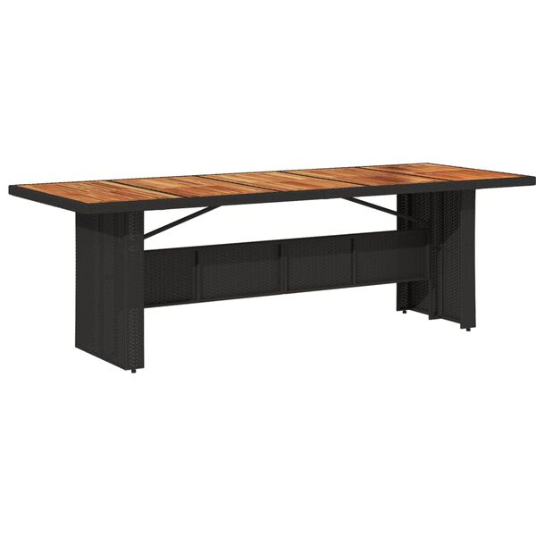 vidaXL Tuintafel met acaciahouten blad 240x90x75 cm poly rattan zwart