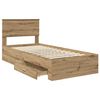 vidaXL Bedframe met hoofdeinde Artisan Eiken 90 x 190 cm Bewerkt hout