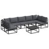 vidaXL Tuinbankenset 8 st Zwart Aluminium
