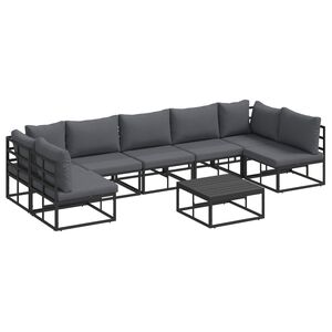 vidaXL Tuinbankenset 8 st Zwart Aluminium