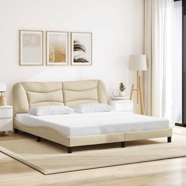 vidaXL Bedframe zonder matras "Hvar" stof cr&egrave;mekleurig 180x200 cm