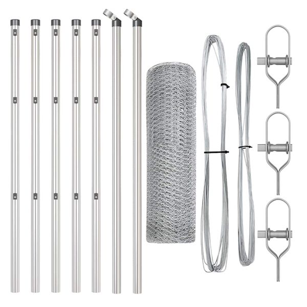 vidaXL Afrasteringspaal Zilver 10 x 0,5 m (13 mm gaas) Staal