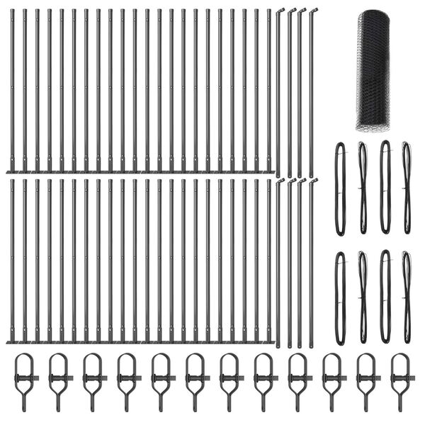 vidaXL Hecke met palen Grijs 0.8 x 100 m PVC-gecoat staal