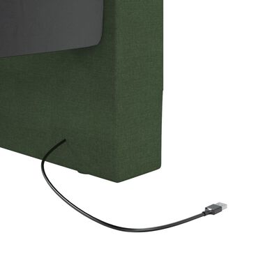 vidaXL Slaapbank met matras en USB stof donkergroen 90x200 cm