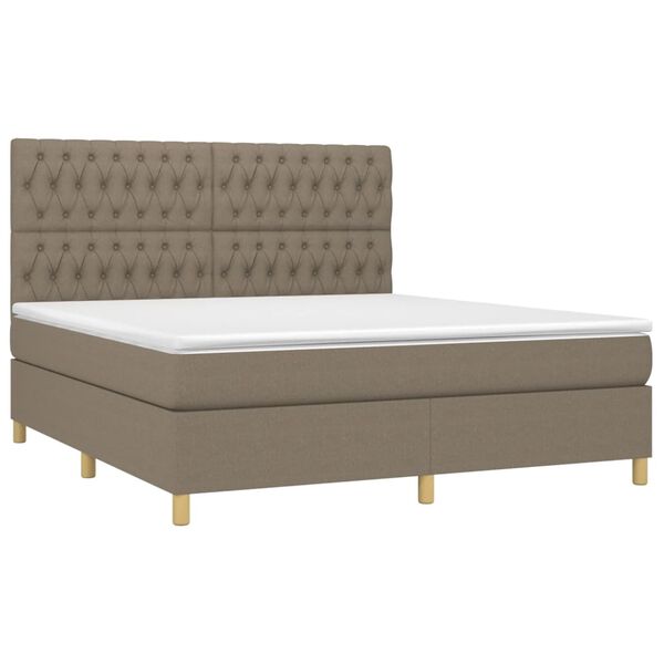 vidaXL Boxspring met matras en LED stof taupe 180x200 cm