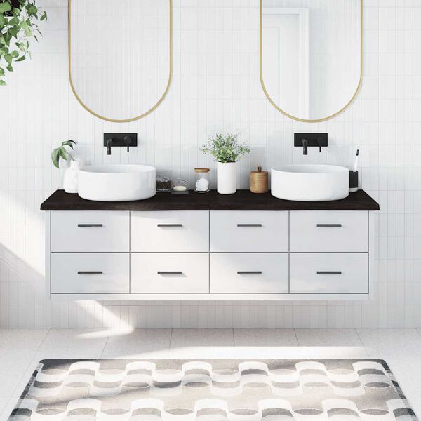 vidaXL Wastafelblad 180x50x(2-4) cm behandeld massief hout donkerbruin