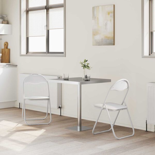 vidaXL Inklapbare stoel 2 pcs Wit en Grijs 48 x 43,5 x 81 cm Nep Leer