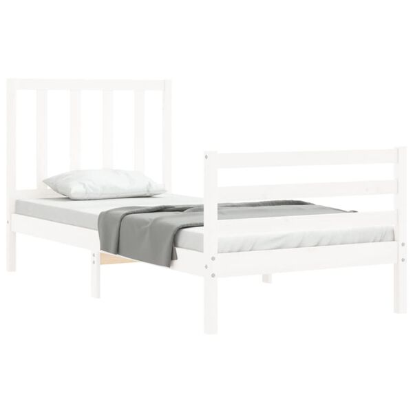 vidaXL Bedframe met hoofdbord massief hout wit