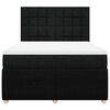vidaXL Boxspring met matras stof zwart 140x200 cm