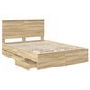 vidaXL Bedframe met lade Sonoma Eiken 140 x 190 cm Ingenieurshout