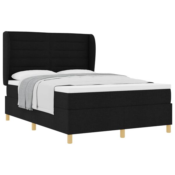 vidaXL Boxspringbed met Matras Donkergrijs 90x190 cm Zwart Stof