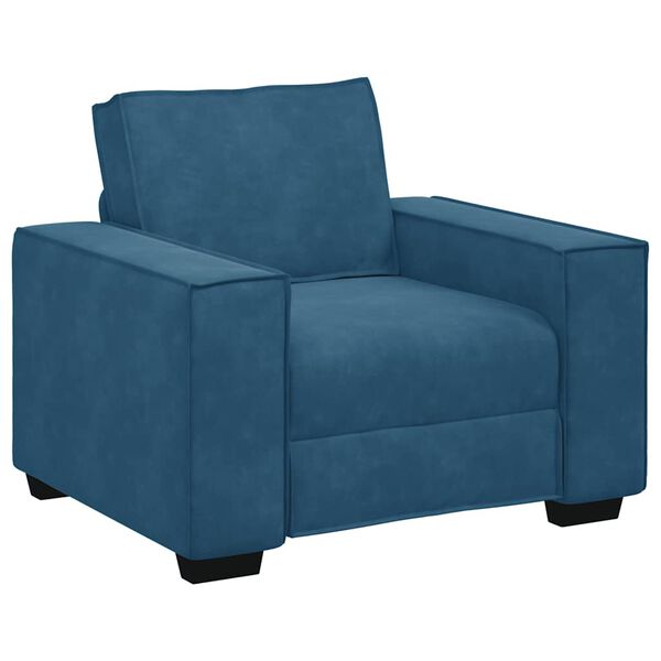 vidaXL 3-delige Loungeset met kussens fluweel blauw