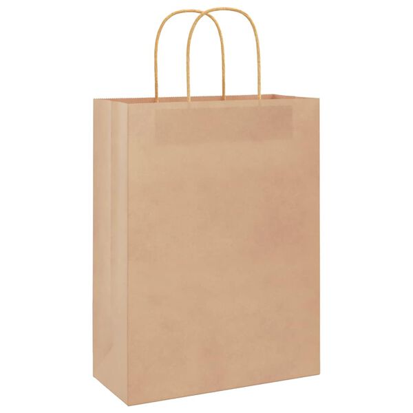 vidaXL Papieren zakken 50 st met hengsels 26x12x35 cm bruin