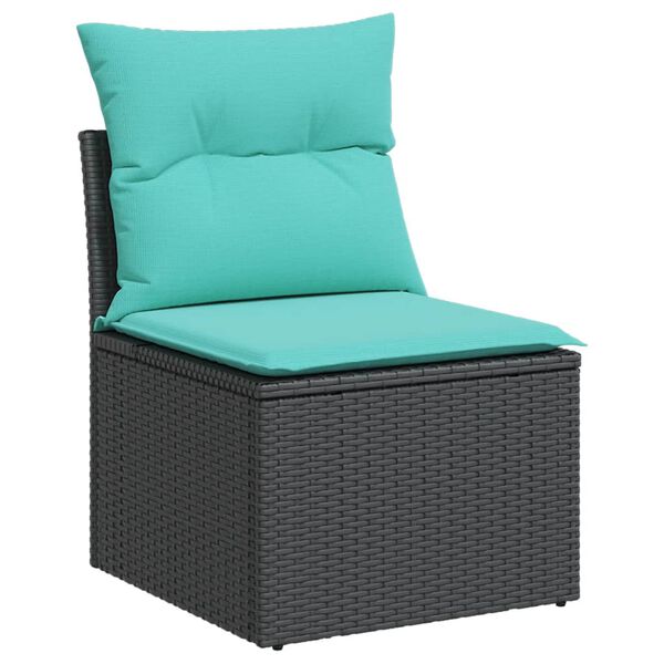 vidaXL 14-delige Loungeset met kussens poly rattan zwart