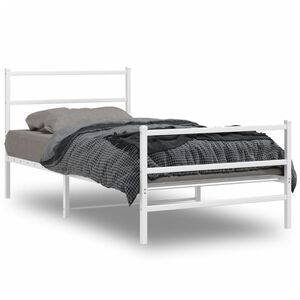 vidaXL Bedframe met hoofd- en voeteneinde&nbsp;metaal wit 100x200 cm