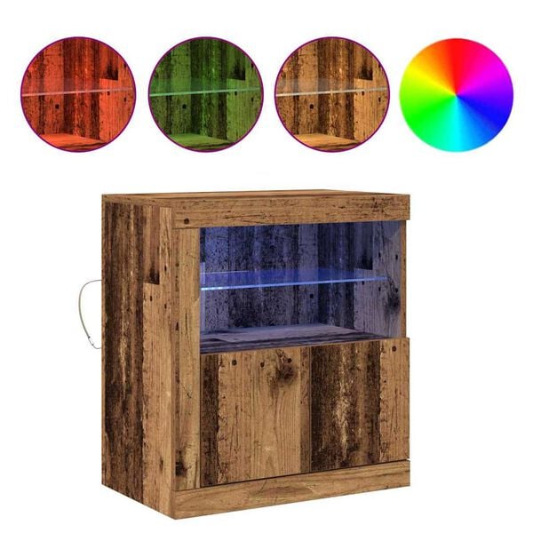 vidaXL LED Sideboard Bruin 60,5 x 37 x 67 cm Bewerkt hout