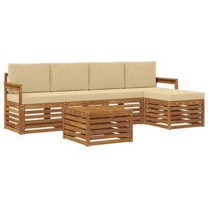 vidaXL Sofa-Sets 6 pcs Natuurlijk en Beige Massief Acaciahout