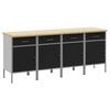 vidaXL Werk kast met lade 4 pcs Zwart en Grijs 200 x 55 x 85 cm