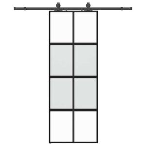 vidaXL Schuifdeur met beslagset 76x205 cm gehard glas zwart