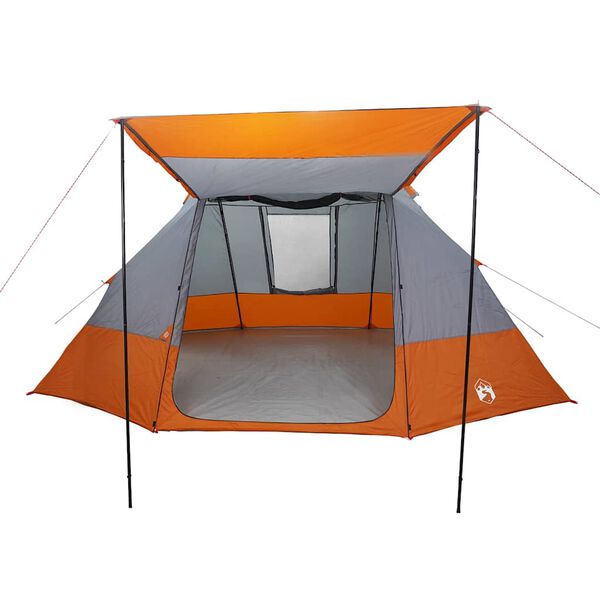 vidaXL Camping Tent met dak Grijs en Oranje 482 x 360 x 227 cm taft