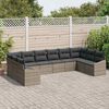 vidaXL Bankstel met kussen 10 pcs Grijs poly rattan