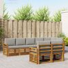 vidaXL Sofa-Sets 8 pcs Natuurlijk en Lichtgrijs Massief Acaciahout