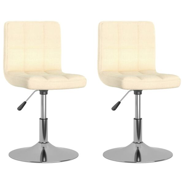 vidaXL Eetkamerstoelen 2 st draaibaar stof crèmekleurig