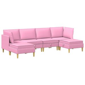 vidaXL Modulaire Sofa Set met Opslag 6 pcs Roze Stof