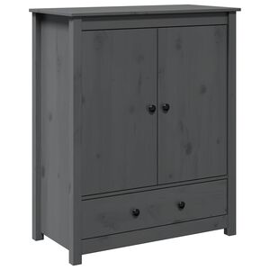 vidaXL Hoge kast 83x41,5x100 cm massief grenenhout grijs