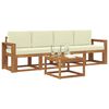 vidaXL Buiten bankenset met kussen 5 pcs Natuurlijk en Cr&egrave;me