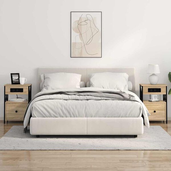 vidaXL Nachtkastje met lade Sonoma Eiken 40 x 31 x 60 cm Bewerkt hout