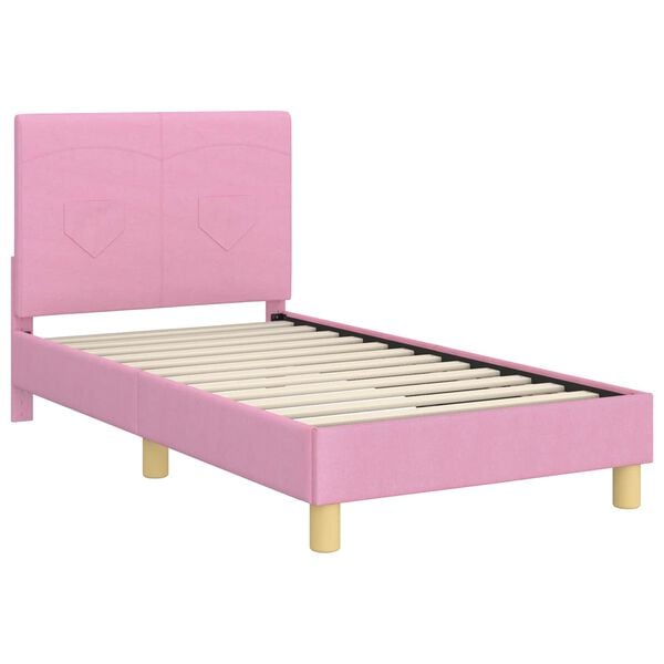 vidaXL Bedframe voor kinderen met hoofdbord Roze 80 x 160 cm Stof