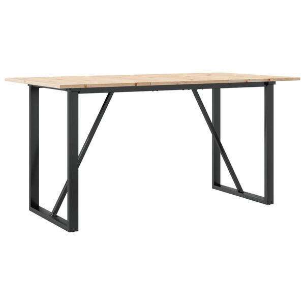 vidaXL Eettafel O-frame 140x80x75 cm massief grenenhout en staal