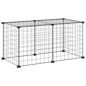 vidaXL Huisdierenkooi met 8 panelen 70x35x35 cm staal zwart
